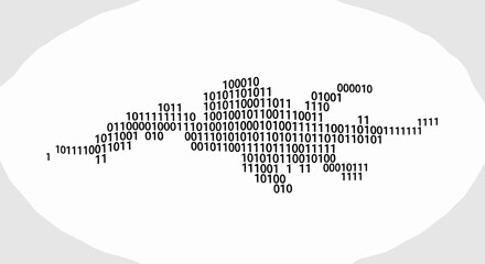 World Map Created from Binary Code Numbers.