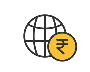 Global Finance Icon with Rupee Sign – World Economy and Investment Concept