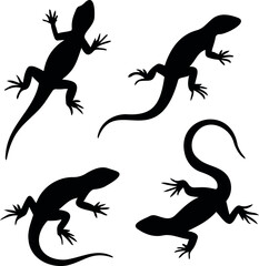 Naklejka premium Lizard Silhouette Set 