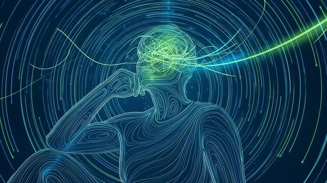 Abstract Mindscape - Conceptual Visualization of Thought and Consciousness.