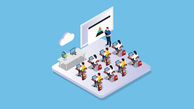 Modern Interactive Smart Classroom 3d animation cartoon