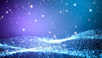 Cosmic, shimmering, blue-purple night sky with glittering particles