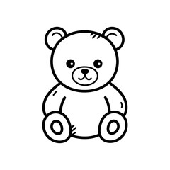 Line Art Teddy Bear Doodle with Transparent Background Simple Black and White Drawing of Stuffed Animal for Kids Illustration and Educational Purpose
