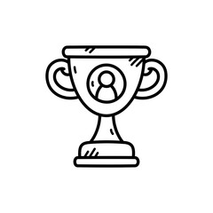 Line Art Trophy with Human Silhouette on Transparent Background Symbolizing Achievement and Recognition