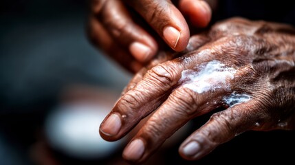 A Close-Up of Hands Applying Moisturizing Cream, Highlighting Skin Texture and Caring Rituals in Daily Life