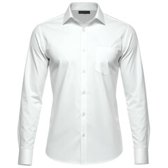Fototapeta premium Front view of a classic white dress shirt with long sleeves and a chest pocket