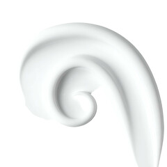 Swirling white cream in an abstract spiral shape, against a black background, with shadows