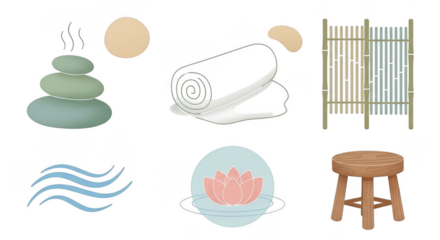 Serene zen objects stacked stones crane silhouette zen garden elements wooden stool meditative imagery