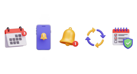 Collection of app icons calendar notification bell refresh and checked calendar for digital interfaces