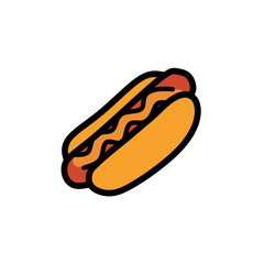 Delicious Hot Dog Icon with Mustard on a Bun, Fast Food Treat