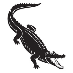 Stylized black alligator with open mouth and sharp teeth