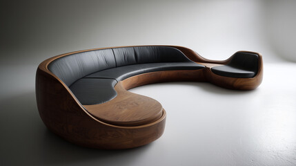 Modern Curved Leather Sofa with Contemporary Design