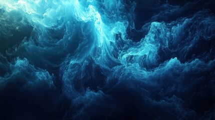 Abstract Blue Swirling Nebula Cosmic Cloudscape