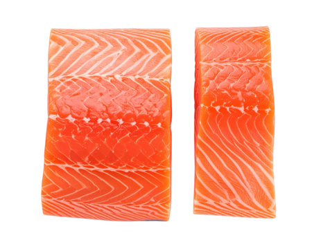 Fresh Raw Salmon Fillet Clean Cut with Rich Texture isolated on transparent background