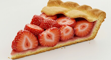 Delicious Slice of Strawberry Pie with Golden Crust.