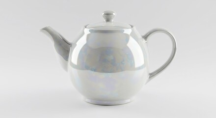 Elegant White Teapot on a White Background.