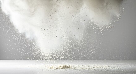 Fine White Powder Falling and Scattering.