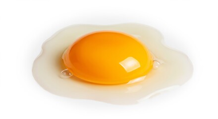 Fresh Raw Egg Yolk and White Isolated on White Background.