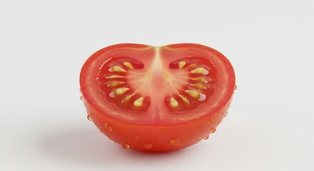 Fresh Red Tomato Halved on White Background.