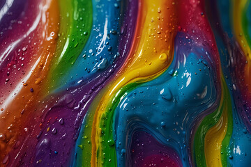 Rainbow slime blend background with shiny and smooth surface.