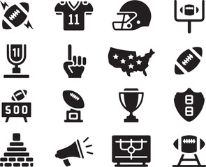 American football icons celebrating sports victory