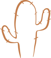Line Art Small Cactus With Oval Body Form
