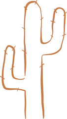 Line Art Desert Cactus Plant With Forked Arms
