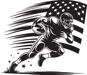 Obraz premium American football player running with flag behind