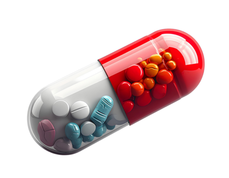 3D pill medicine icon front view isolated on transparent background PNG
