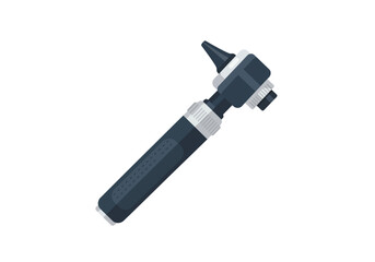 Vector Illustration of a Dark Blue Otoscope for Medical Examination.