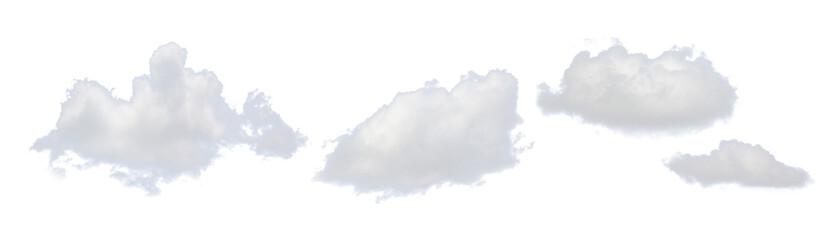 Set of white clouds flying on transparent

