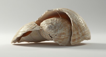 Close up of a seashell with a pearl inside.