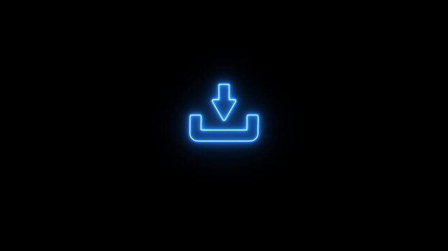 Neon arrow glowing. Directional sign arrow points to the down. sign logo with glowing colors.