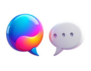 3D Colorful Chat Bubbles Collection isolated on transparent background
