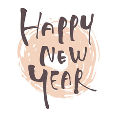 HAPPY NEW YEAR 手書き文字とブラシストロークの背景