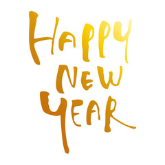 HAPPY NEW YEAR 手書き文字、ゴールドのグラデーション