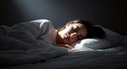 young girl sleeping peacefully in her room.