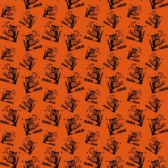 Halloween Seamless Patterns Orange Black Digital Paper
