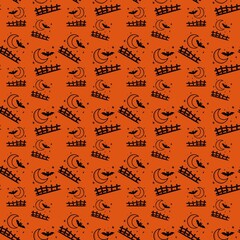 Halloween Seamless Patterns Orange Black Digital Paper