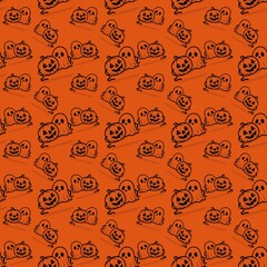 Halloween Seamless Patterns Orange Black Digital Paper