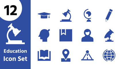 Education and Learning Icon Set School, Science, Study, and Teaching Vector Collection