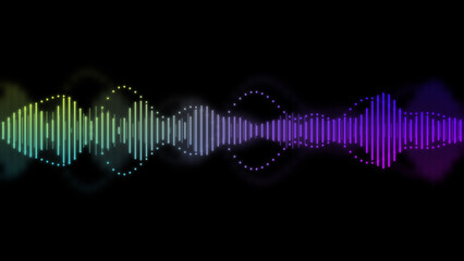 An illustration of neon colored waveform