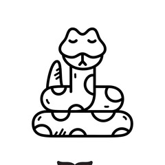 Minimalist Doodle Icon of a Spotted Snake Coiled on a Base with Transparent Background Animal Reptile Serpentine Outline Style