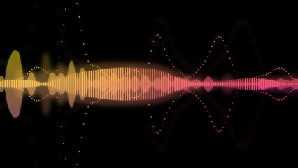 An illustration of neon colored waveform