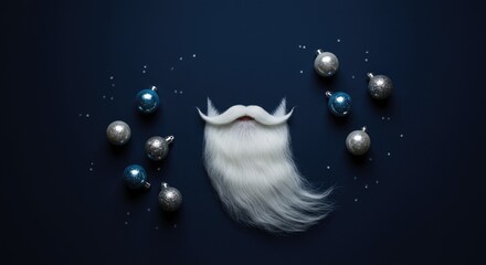 Ornamental beard and decorations on a dark background holiday design