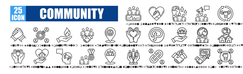 Community  icon pack collection set Social Pulse, Mutual Help, Group Spirit, Community Voice, Local Strength