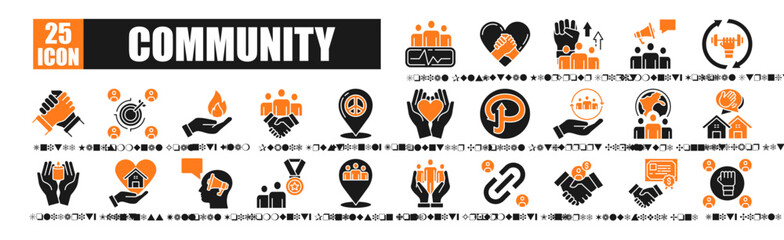 Community  icon pack collection set Social Pulse, Mutual Help, Group Spirit, Community Voice, Local Strength
