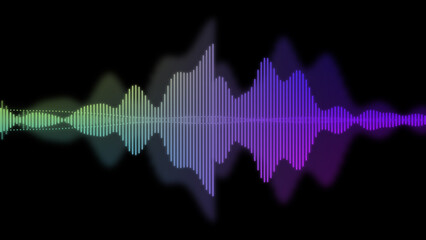 An illustration of neon colored waveform