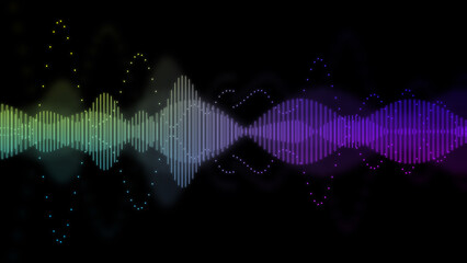 An illustration of neon colored waveform