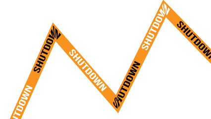 USA Shut Down with Yellow Hazard Tape Design Background. banner for poster, flyer, ads, brochure, instagram, web. USA shutdown and government closed concept. Vector Illustration 